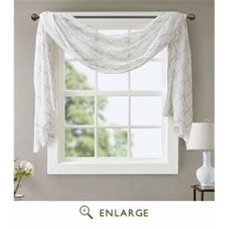 Madison Park Madison Park MP40-4947 50 x 216 in. Irina Diamond Sheer Embroidered Window Scarf; White & Grey MP40-4947